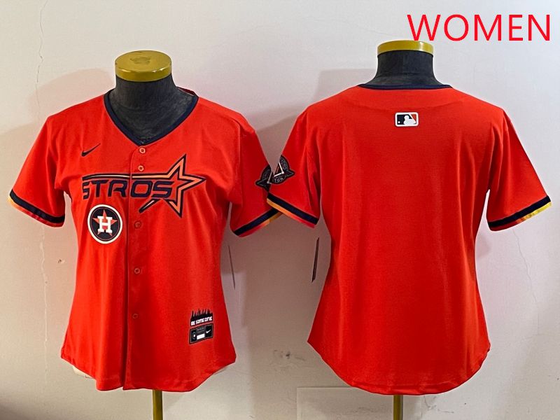 Women Houston Astros Blank Orange Three generations Joint Name 2025 Nike MLB Jersey style 5